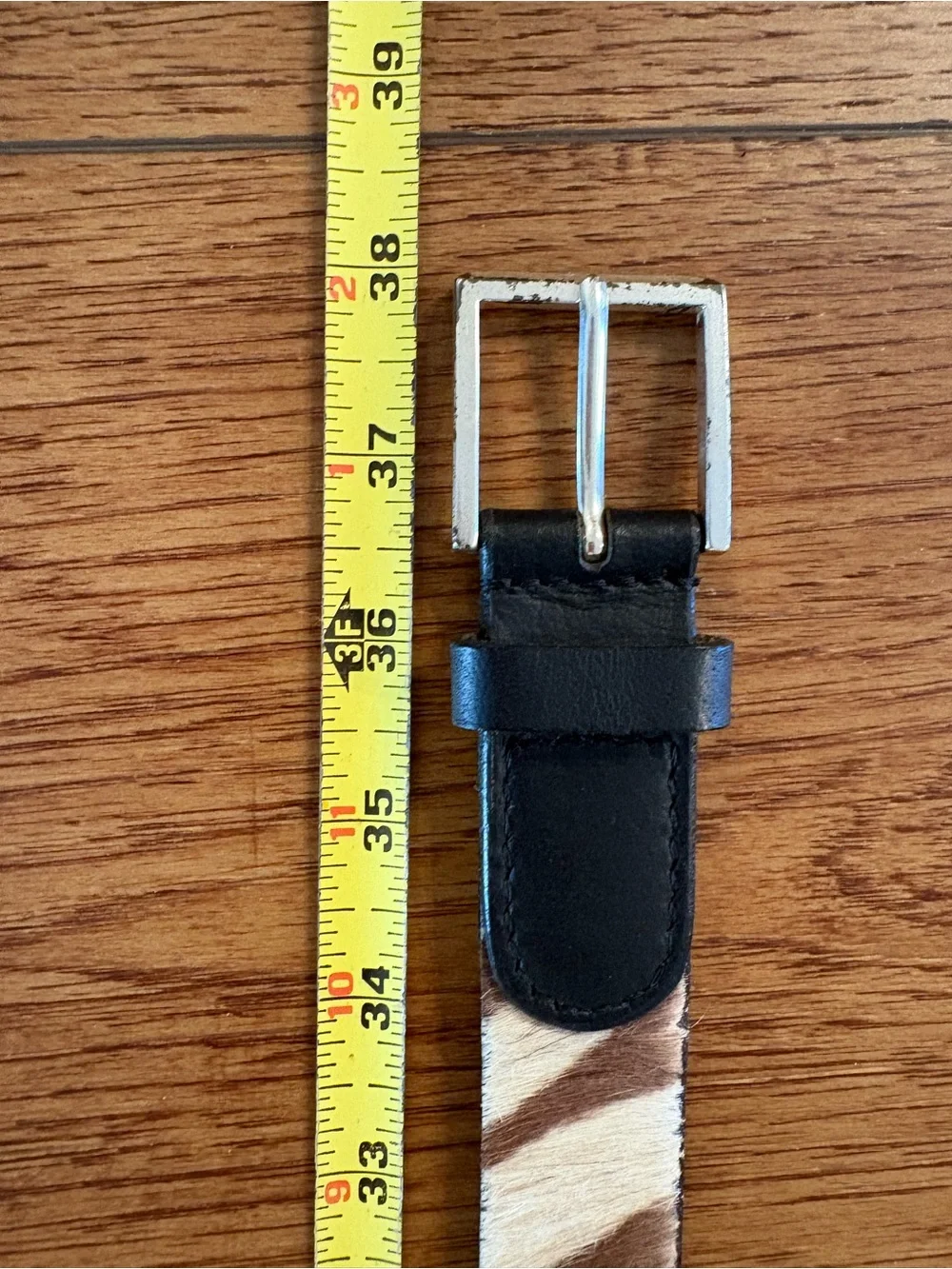 Crazy Horse Hair-On Hide Belt Zebra Stripe Leather Medium Western Boho 1”